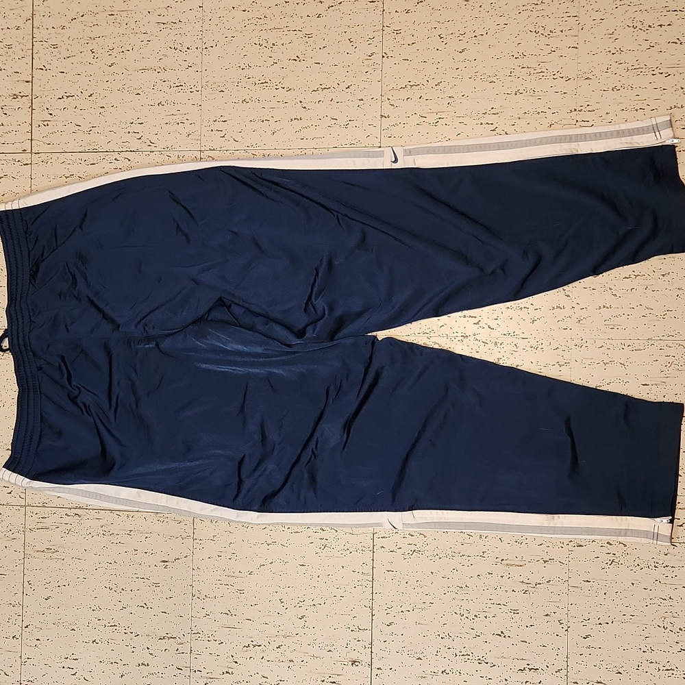 Nike Swoosh Navy Blue Embroidered Straight Leg Active Wear Pants Vintage Y2K